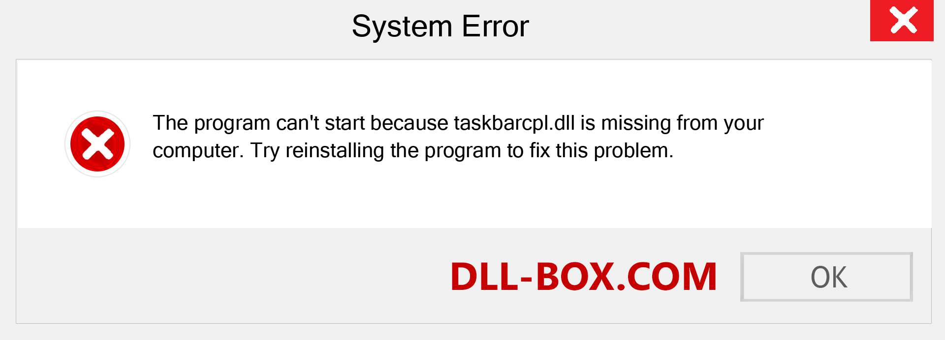  taskbarcpl.dll file is missing?. Download for Windows 7, 8, 10 - Fix  taskbarcpl dll Missing Error on Windows, photos, images